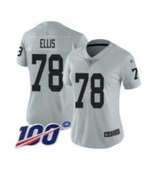 Women's Oakland Raiders #78 Justin Ellis Limited Silver Inverted Legend 100th Season Football Jersey