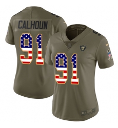 Women's Nike Oakland Raiders #91 Shilique Calhoun Limited Olive/USA Flag 2017 Salute to Service NFL Jersey