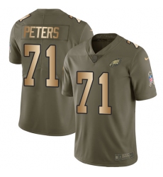 Youth Nike Philadelphia Eagles #71 Jason Peters Limited Olive/Gold 2017 Salute to Service NFL Jersey