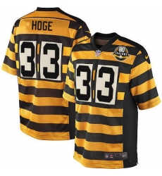Men's Nike Pittsburgh Steelers #33 Merril Hoge Limited Yellow/Black Alternate 80TH Anniversary Throwback NFL Jersey