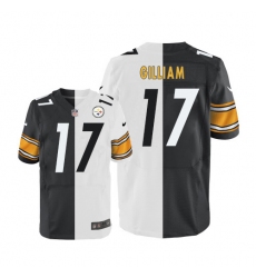 Men's Nike Pittsburgh Steelers #17 Joe Gilliam Elite Black/White Split Fashion NFL Jersey