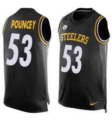 Men's Nike Pittsburgh Steelers #53 Maurkice Pouncey Limited Black Player Name & Number Tank Top NFL Jersey