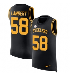 Men's Nike Pittsburgh Steelers #58 Jack Lambert Limited Black Rush Player Name & Number Tank Top NFL Jersey