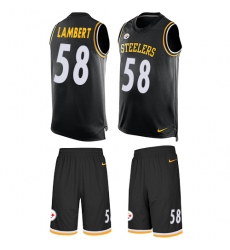 Men's Nike Pittsburgh Steelers #58 Jack Lambert Limited Black Tank Top Suit NFL Jersey