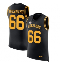 Men's Nike Pittsburgh Steelers #66 David DeCastro Limited Black Rush Player Name & Number Tank Top NFL Jersey