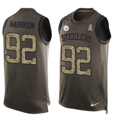 Men's Nike Pittsburgh Steelers #92 James Harrison Limited Green Salute to Service Tank Top NFL Jersey