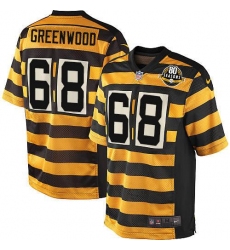 Men's Nike Pittsburgh Steelers #68 L.C. Greenwood Game Yellow/Black Alternate 80TH Anniversary Throwback NFL Jersey