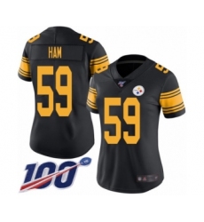 Women's Pittsburgh Steelers #59 Jack Ham Limited Black Rush Vapor Untouchable 100th Season Football Jersey