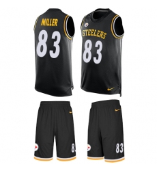 Men's Nike Pittsburgh Steelers #83 Heath Miller Limited Black Tank Top Suit NFL Jersey