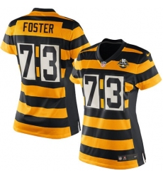 Women's Nike Pittsburgh Steelers #73 Ramon Foster Limited Yellow/Black Alternate 80TH Anniversary Throwback NFL Jersey