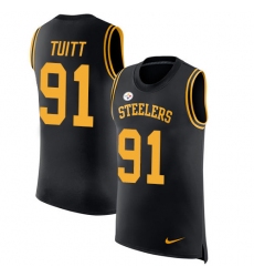 Men's Nike Pittsburgh Steelers #91 Stephon Tuitt Limited Black Rush Player Name & Number Tank Top NFL Jersey