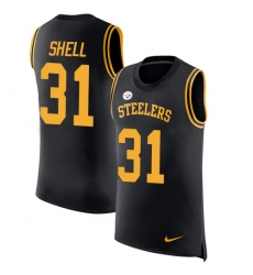 Men's Nike Pittsburgh Steelers #31 Donnie Shell Limited Black Rush Player Name & Number Tank Top NFL Jersey
