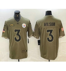 Men's Pittsburgh Steelers #3 Russell Wilson Olive 2022 Salute To Service Limited Stitched Jersey Men's Pittsburgh Steelers #3 Russell Wilson Olive 2022 Salute To Service Limited Stitched Jersey