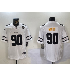 Men's Pittsburgh Steelers #90 T.J. Watt White 2019 Team Logo Cool Edition Stitched Jerseys Men's Pittsburgh Steelers #90 T.J. Watt White 2019 Team Logo Cool Edition Stitched Jerseys