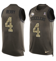 Men's Nike Pittsburgh Steelers #4 Jordan Berry Limited Green Salute to Service Tank Top NFL Jersey