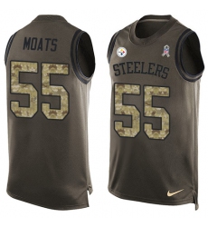 Men's Nike Pittsburgh Steelers #55 Arthur Moats Limited Green Salute to Service Tank Top NFL Jersey