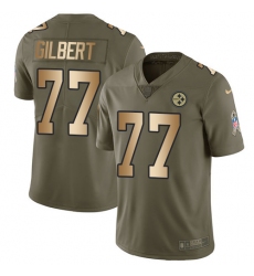 Men's Nike Pittsburgh Steelers #77 Marcus Gilbert Limited Olive/Gold 2017 Salute to Service NFL Jersey