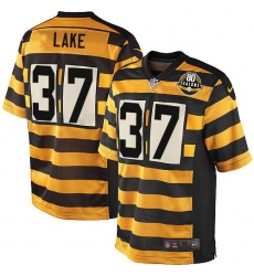 Men's Nike Pittsburgh Steelers #37 Carnell Lake Game Yellow/Black Alternate 80TH Anniversary Throwback NFL Jersey