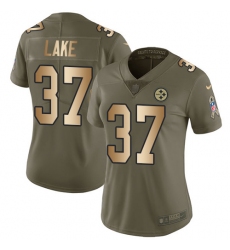 Women's Nike Pittsburgh Steelers #37 Carnell Lake Limited Olive/Gold 2017 Salute to Service NFL Jersey