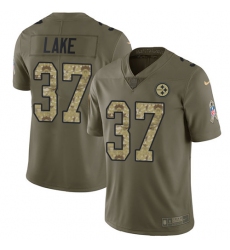 Youth Nike Pittsburgh Steelers #37 Carnell Lake Limited Olive/Camo 2017 Salute to Service NFL Jersey