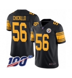Men's Pittsburgh Steelers #56 Anthony Chickillo Limited Black Rush Vapor Untouchable 100th Season Football Jersey