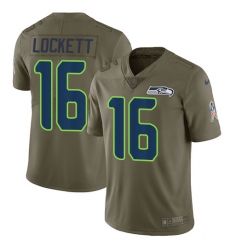 Youth Nike Seattle Seahawks #16 Tyler Lockett Limited Olive 2017 Salute to Service NFL Jersey