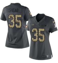 Women's Nike Seattle Seahawks #35 DeShawn Shead Limited Black 2016 Salute to Service NFL Jersey