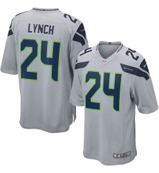Men's Nike Seattle Seahawks #24 Marshawn Lynch Game Grey Alternate NFL Jersey
