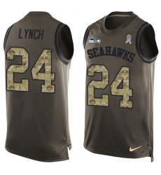 Men's Nike Seattle Seahawks #24 Marshawn Lynch Limited Green Salute to Service Tank Top NFL Jersey