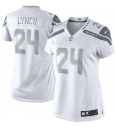 Women's Nike Seattle Seahawks #24 Marshawn Lynch Limited White Platinum NFL Jersey