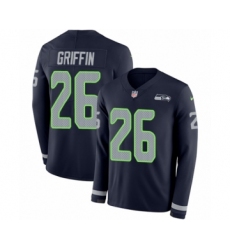 Men's Nike Seattle Seahawks #26 Shaquill Griffin Limited Navy Blue Therma Long Sleeve NFL Jersey