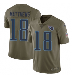 Youth Nike Tennessee Titans #18 Rishard Matthews Limited Olive 2017 Salute to Service NFL Jersey
