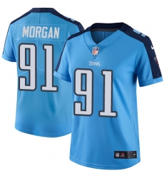 Women's Nike Tennessee Titans #91 Derrick Morgan Light Blue Team Color Vapor Untouchable Limited Player NFL Jersey