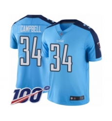 Youth Tennessee Titans #34 Earl Campbell Limited Light Blue Rush Vapor Untouchable 100th Season Football Jersey