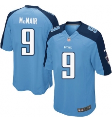 Men's Nike Tennessee Titans #9 Steve McNair Game Light Blue Team Color NFL Jersey