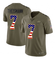 Youth Nike Washington Redskins #7 Joe Theismann Limited Olive/USA Flag 2017 Salute to Service NFL Jersey