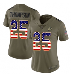 Women's Nike Washington Redskins #25 Chris Thompson Limited Olive/USA Flag 2017 Salute to Service NFL Jersey