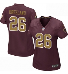 Women's Nike Washington Redskins #26 Bashaud Breeland Game Burgundy Red/Gold Number Alternate 80TH Anniversary NFL Jersey