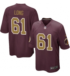 Men's Nike Washington Redskins #61 Spencer Long Game Burgundy Red/Gold Number Alternate 80TH Anniversary NFL Jersey