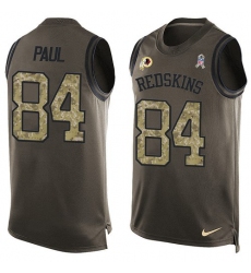 Men's Nike Washington Redskins #84 Niles Paul Limited Green Salute to Service Tank Top NFL Jersey
