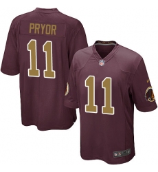 Men's Nike Washington Redskins #11 Terrelle Pryor Game Burgundy Red/Gold Number Alternate 80TH Anniversary NFL Jersey