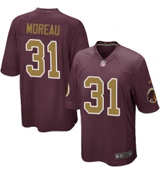 Men's Nike Washington Redskins #31 Fabian Moreau Game Burgundy Red/Gold Number Alternate 80TH Anniversary NFL Jersey