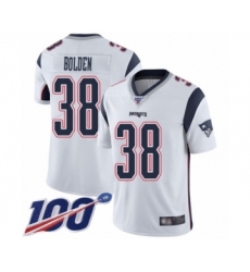 Men's New England Patriots #38 Brandon Bolden White Vapor Untouchable Limited Player 100th Season Football Jersey