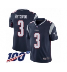 Men's New England Patriots #3 Stephen Gostkowski Navy Blue Team Color Vapor Untouchable Limited Player 100th Season Football Jersey
