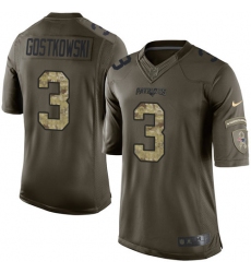 Men's Nike New England Patriots #3 Stephen Gostkowski Elite Green Salute to Service NFL Jersey