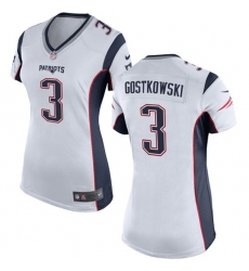 Women's Nike New England Patriots #3 Stephen Gostkowski Game White NFL Jersey