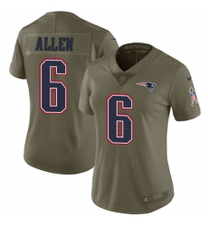 Women's Nike New England Patriots #6 Ryan Allen Limited Olive 2017 Salute to Service NFL Jersey