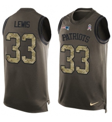 Men's Nike New England Patriots #33 Dion Lewis Limited Green Salute to Service Tank Top NFL Jersey