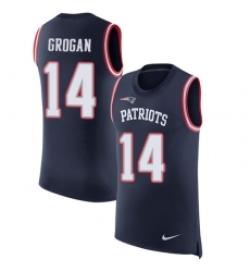 Men's Nike New England Patriots #14 Steve Grogan Limited Navy Blue Rush Player Name & Number Tank Top NFL Jersey