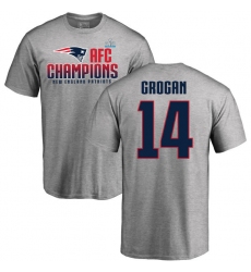 Nike New England Patriots #14 Steve Grogan Heather Gray 2017 AFC Champions V-Neck T-Shirt